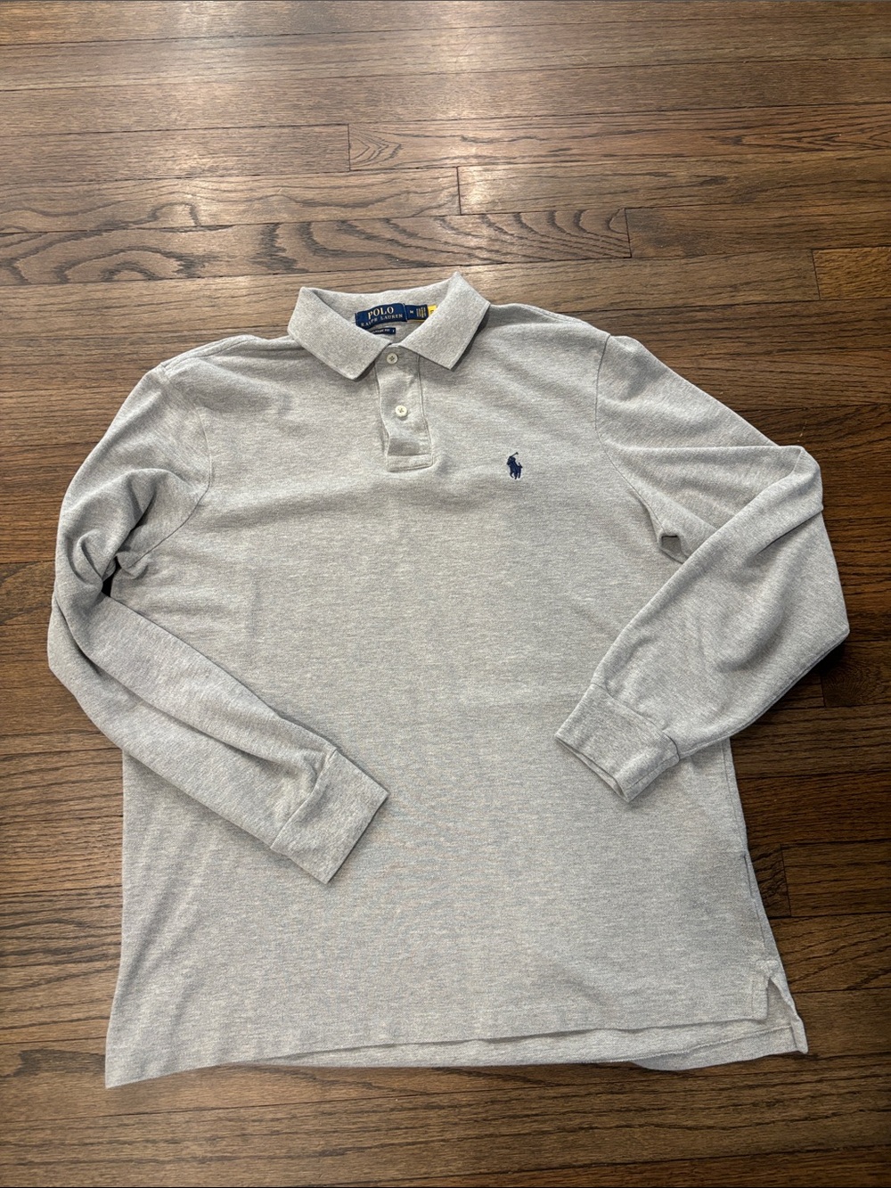 Polo by Ralph Lauren Men's Long-Sleeve Gray Polo Shirt size M